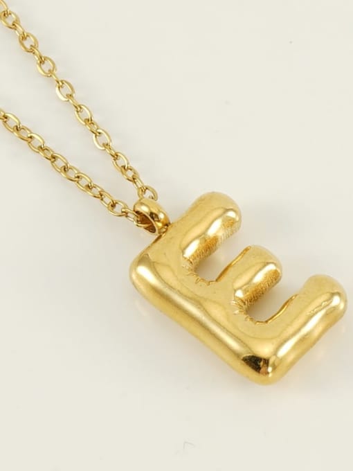 Letter E [Gold] Titanium Steel Letter Necklace With 26 letters